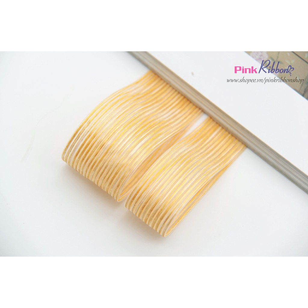 Ruy băng voan sọc gân 2 cỡ 25mm và 38mm