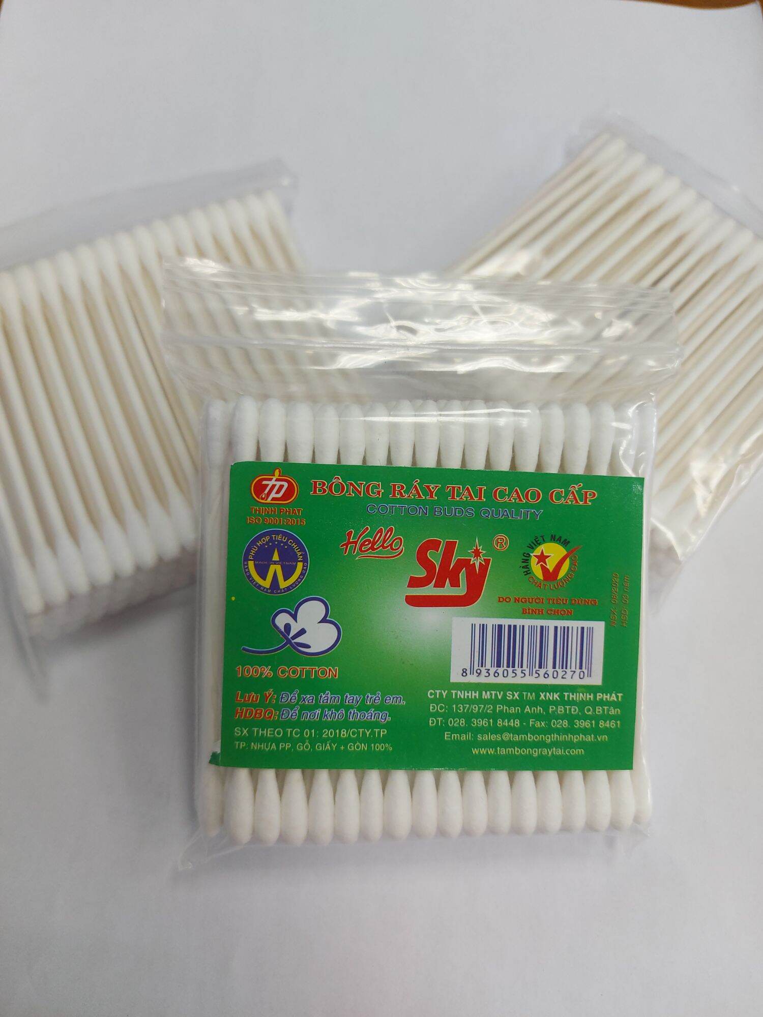 Bịch bông ráy tai cao cấp gỗ Sky