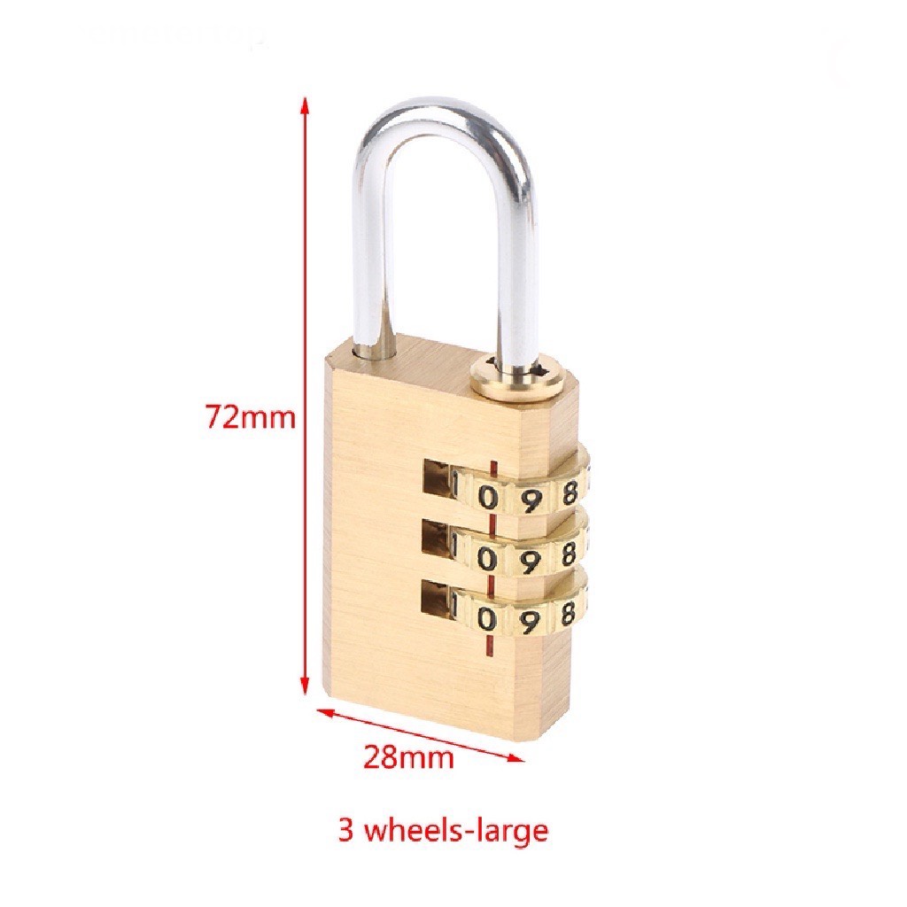 Ổ khóa 3 mã số xoay mini chất liệu đồng thau, khóa số mini, khóa vali, khóa balo, khóa tủ không cần chìa bền chắc