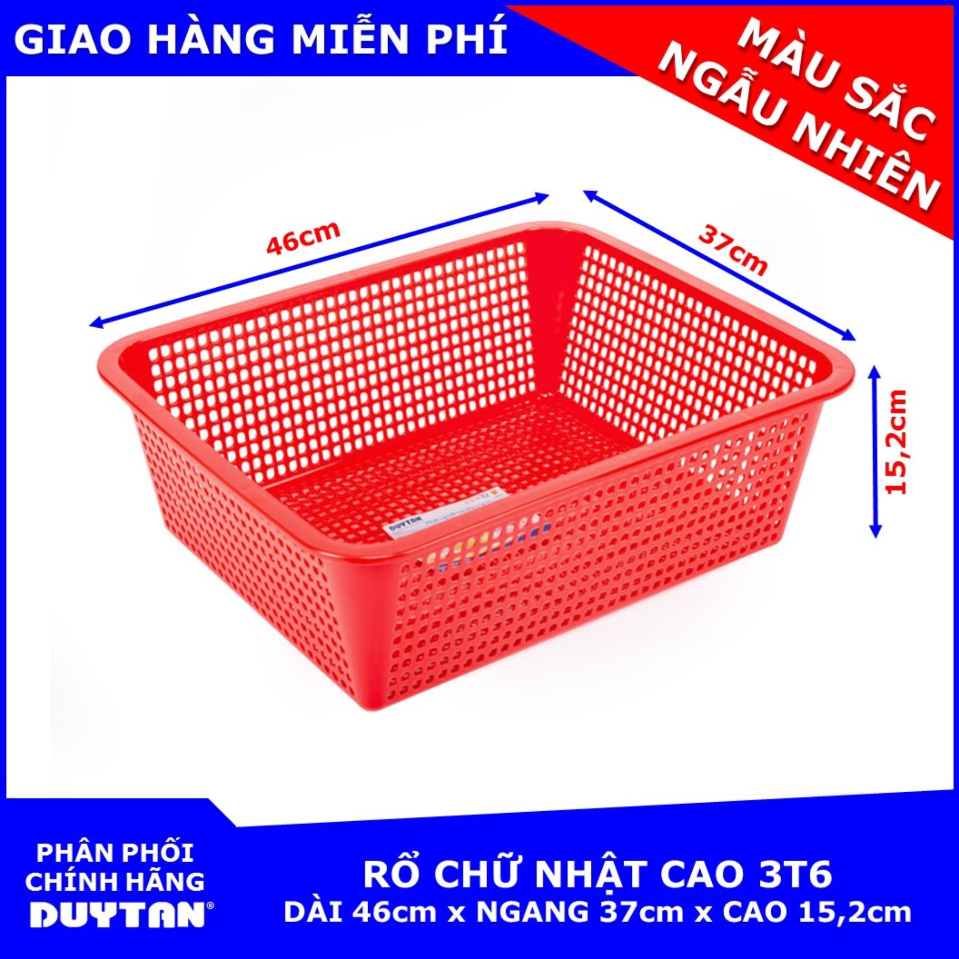 [HCM]Rổ nhựa chữ nhật cao Duy Tân 3T6 ( Màu sắc ngẫu nhiên )