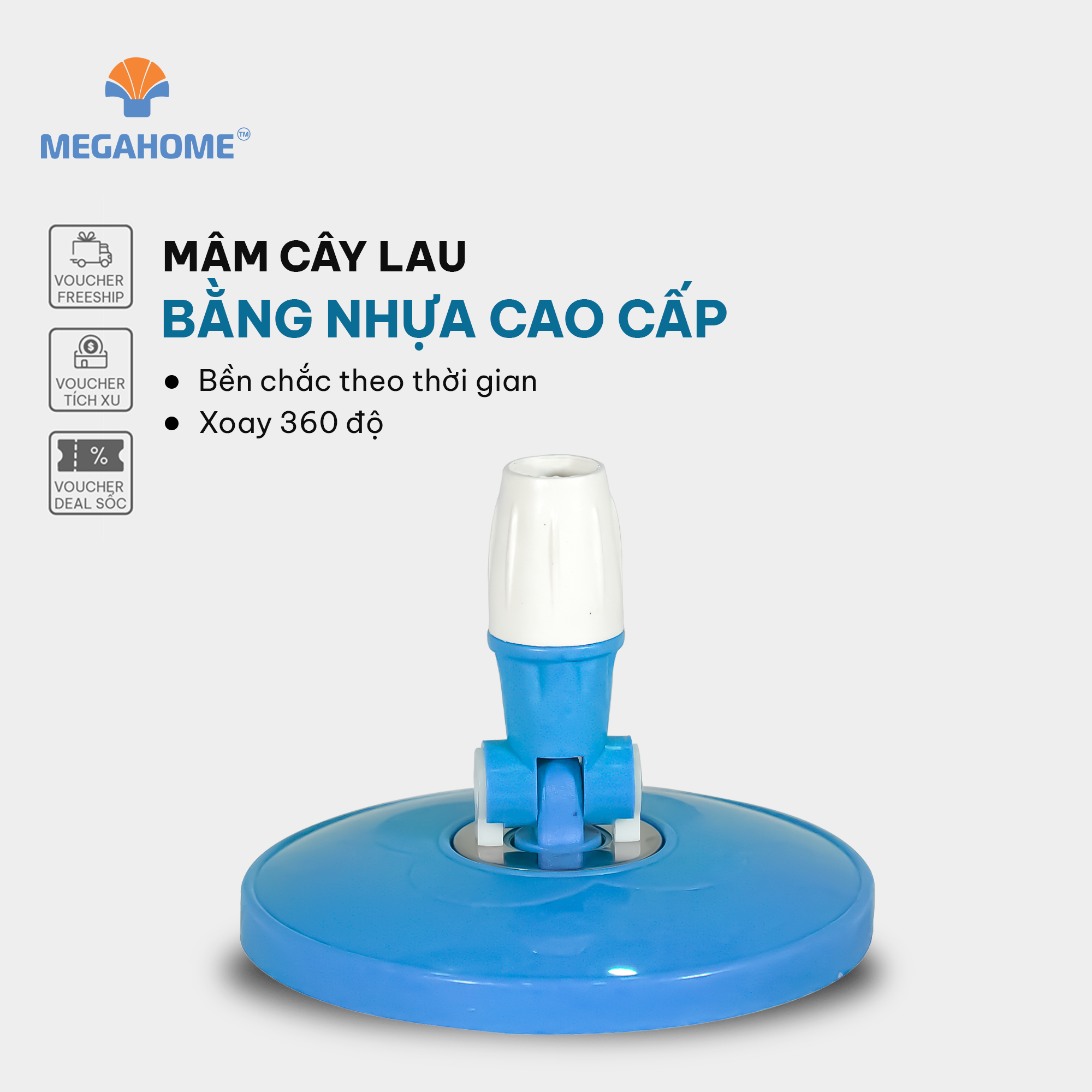 Bộ lau nhà Megalife C2, dung tích 14l, lồng vắt nhựa, xoay 360 độ