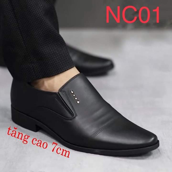 Giày Tăng Chiều Cao Nam - 7CM BÍ MẬT DA BÒ ĐẾ CAO SU Giày Tăng Chiều Cao