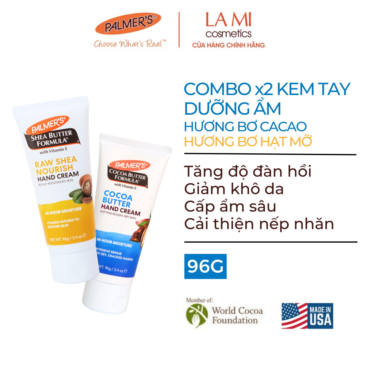 COMBO X2 Kem dưỡng da tay hương tùy chọn Palmer's 96g