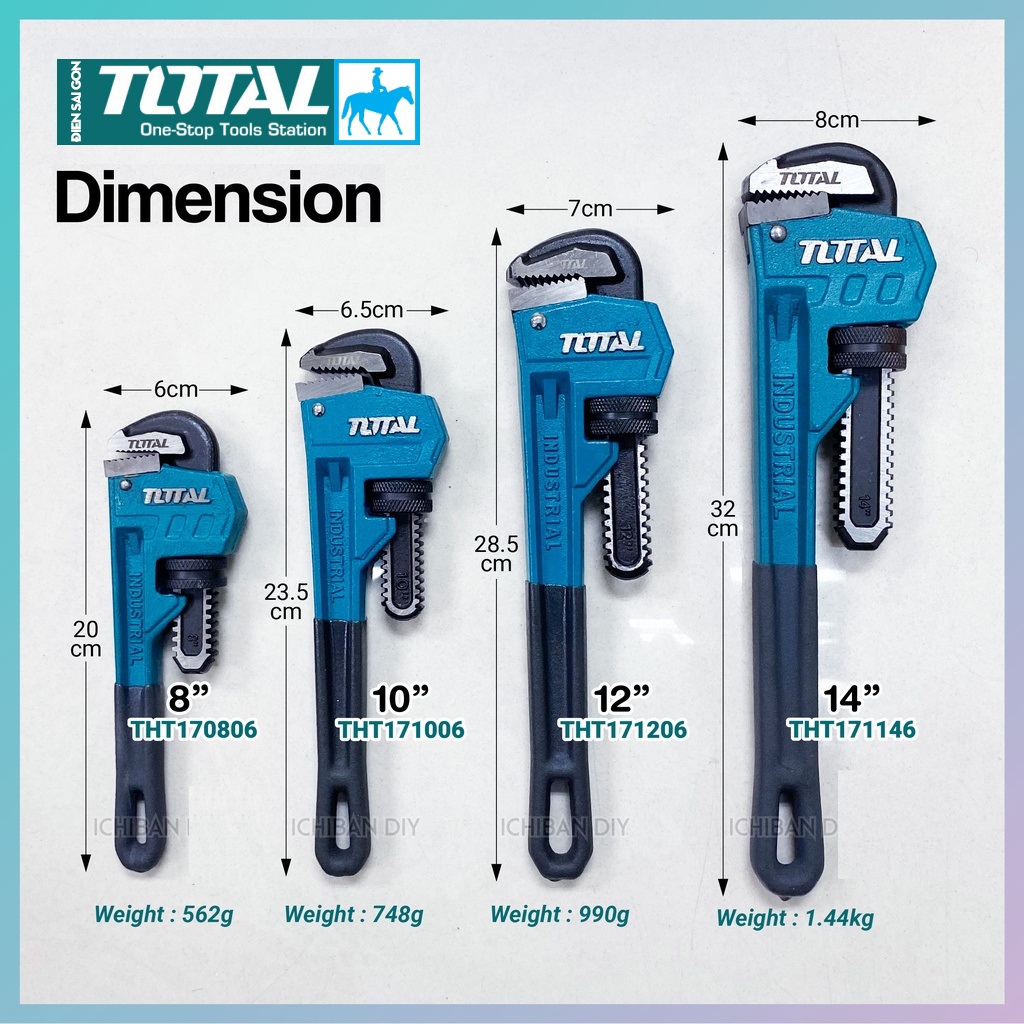 Mỏ lết răng 350mm 14inch Total THT171146 HPW0814