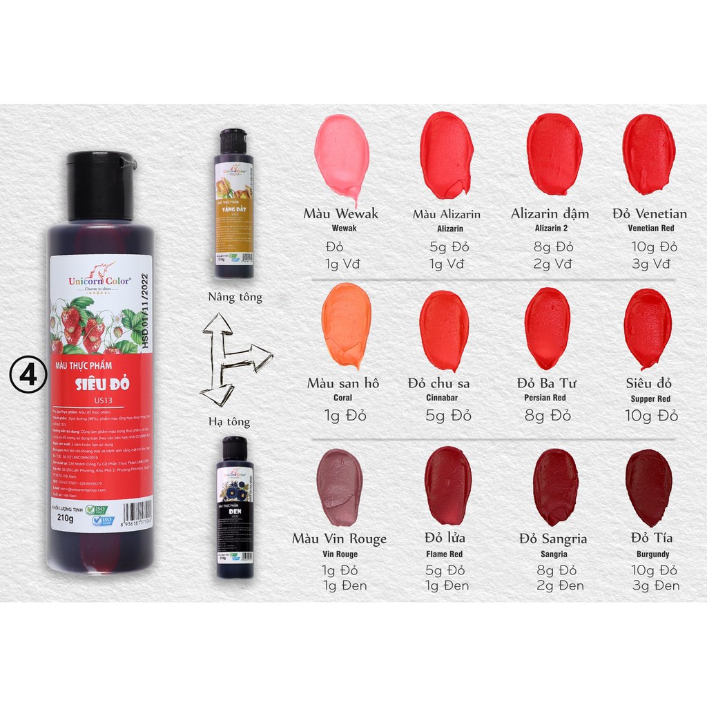 Màu thực phẩm 60g - Siêu đỏ (Syrup color Red red) - Unicorn color