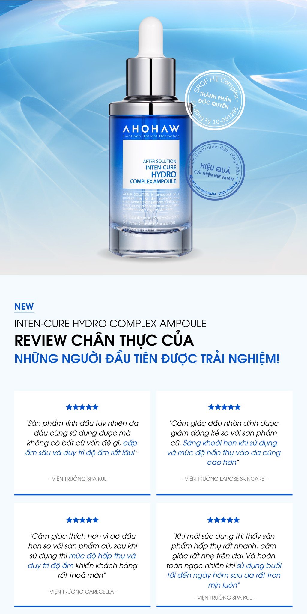 [Tặng quà] Tinh Chất Cấp Ẩm Ahohwa Inten-Cure Hydro Complex Ampoule (50ml)