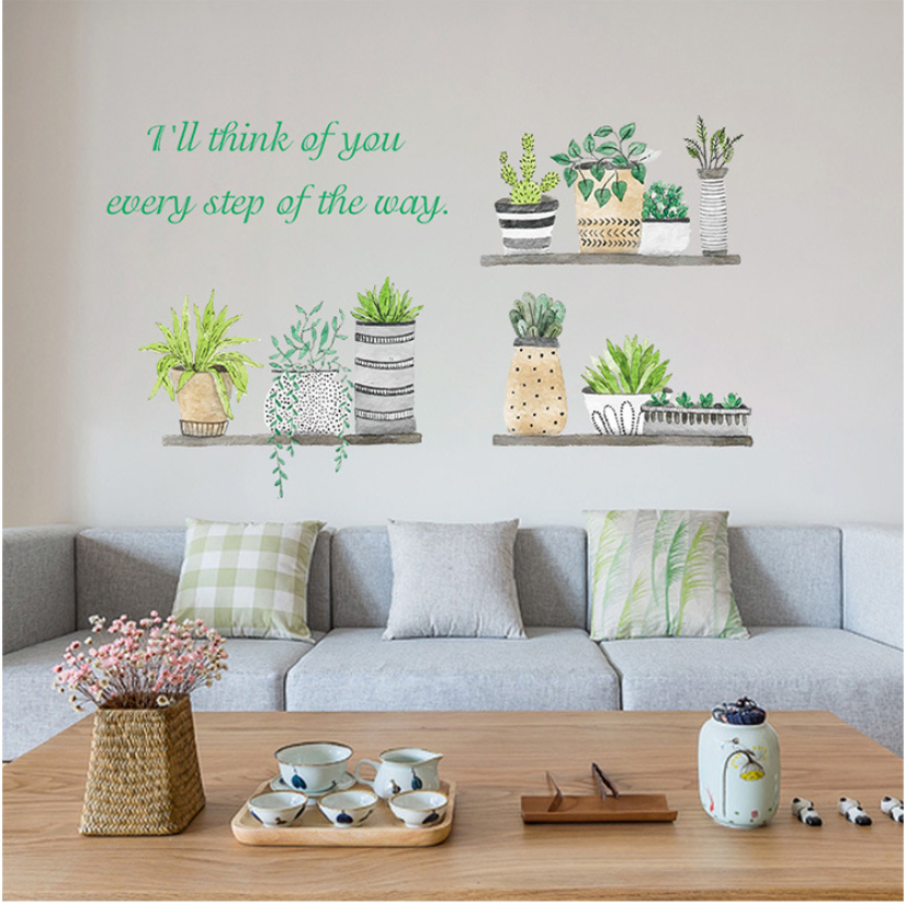 HCM Decal dán trang trí tường - Nhiều Chậu lớn 04