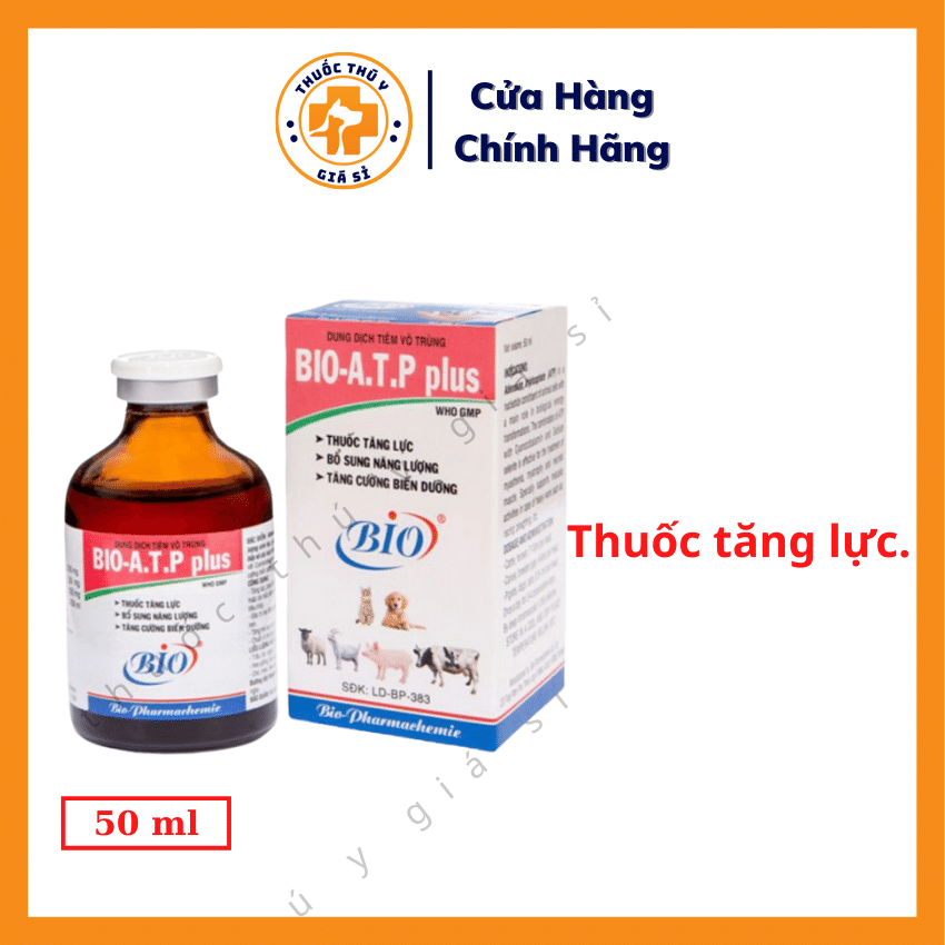 "Hoàn tiền đến 10%" Bio ATP Plus 50ml - Giúp Tăng Lực, Bổ Sung Năng Lượng, Tăng Cường Biến Dưỡng Ở Trâu, Bò, Ngựa Heo Giống, Bê, Nghé, Chó, Mèo, Heo Con - Thú Y Giá Sỉ