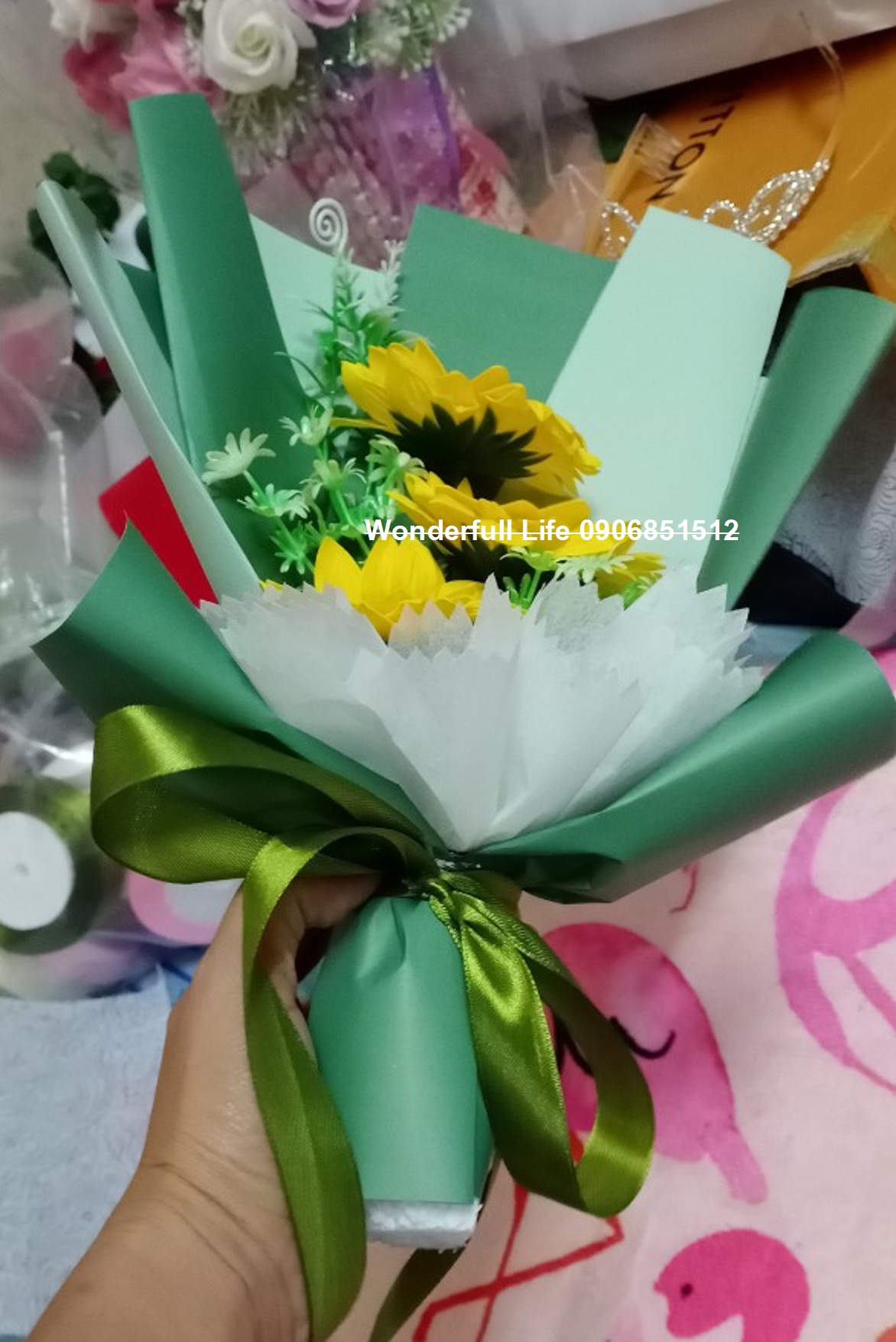 Bó hoa hướng dương sáp thơm 3 bông