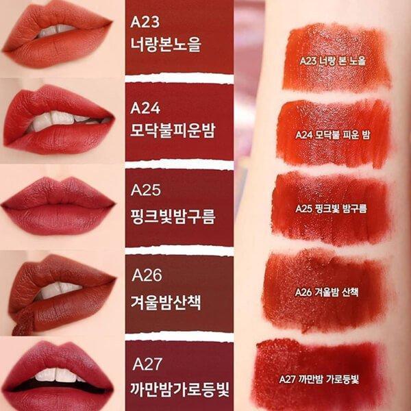 [HCM]Son Kem Lì Black Rouge chính hãng Air Fit Velvet Tint Ver 5: BAM + Ver 6 Blueming Garden bền màu độ bám cao không gây hiện tượng khô môi