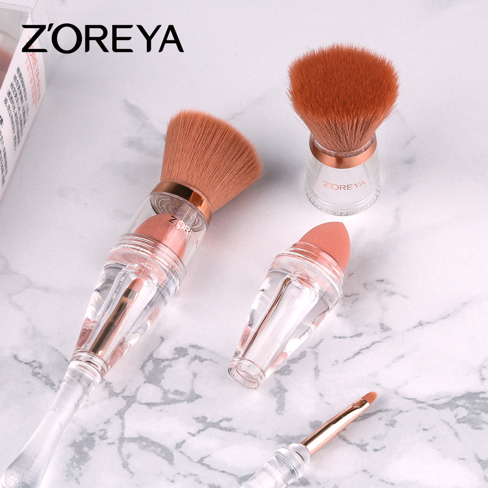 Soft 3 in 1 multifunctional travel makeup brush angled sponge makeup brush eyebrow eye shadow brush cosmetic