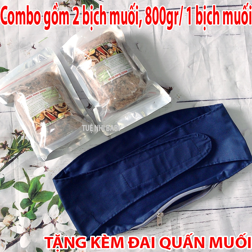 Combo 2 muối thảo dược giảm eo sau sinh(800gr/bịch)Tặng đai muối