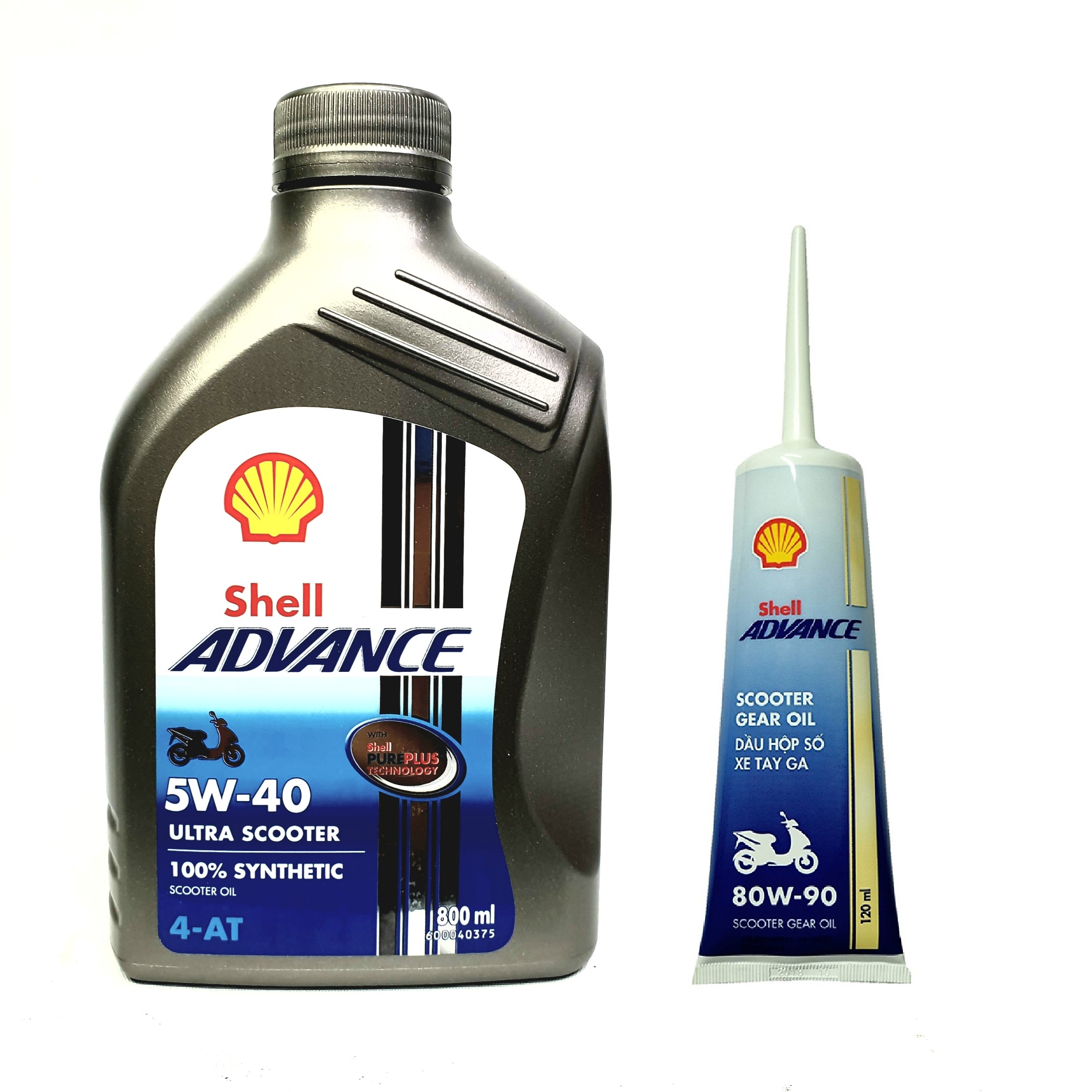 [HCM][COMBO CAO CẤP]xe tay ga Shell Ultra Scooter 4T 5W40 800ml và hộp số shell 120ML