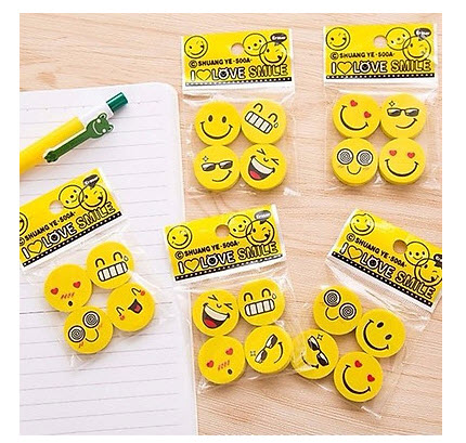 40 cục gôm tẩy bút chì hình mặt cười(10 vỉ)