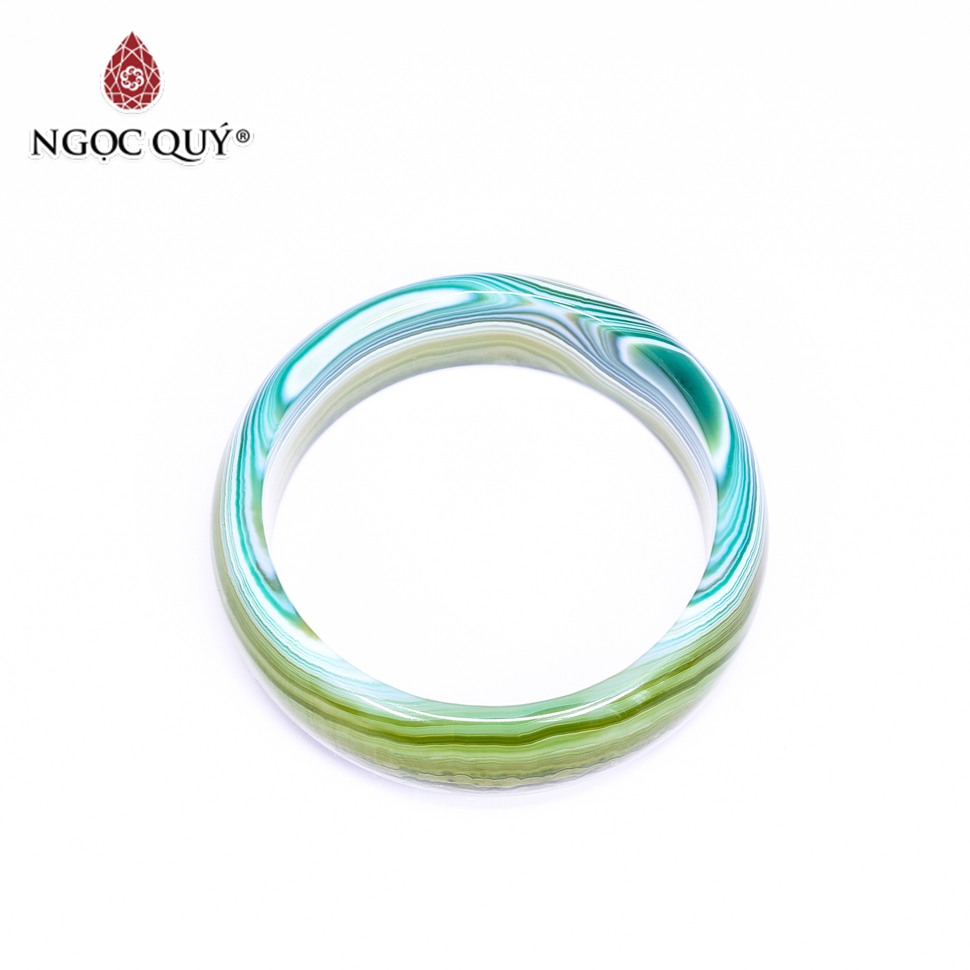 Vòng tay đá mã não xanh bản dày mệnh mộc hỏa - Ngọc Qúy Gemstones