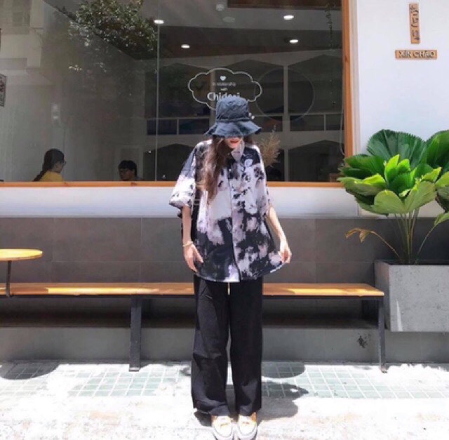 Áo sơ mi loang đen trắng HSU1