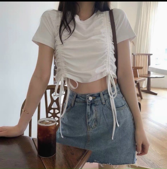 Áo thun croptop rút hai bên cực chất TTSLA0342