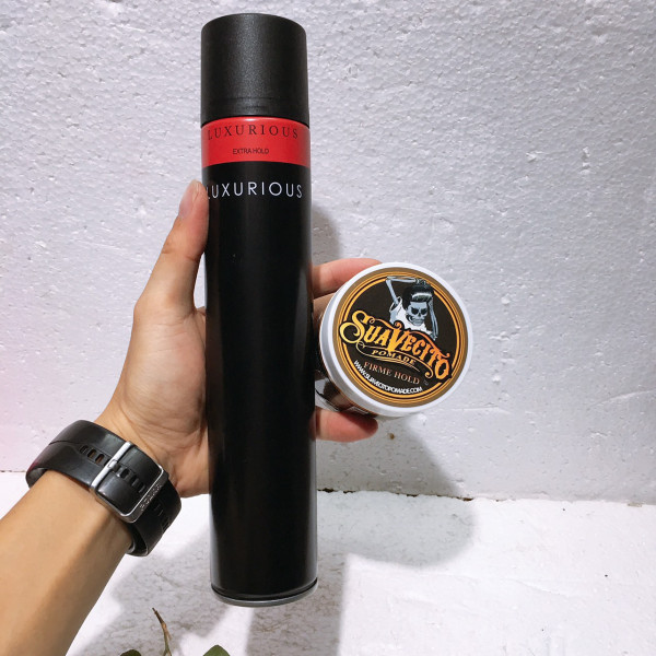 COMBO SÁP VUỐT TÓC SUAVECITO POMADE VÀ GÔM XỊT TÓC NAM LUXURIOUS