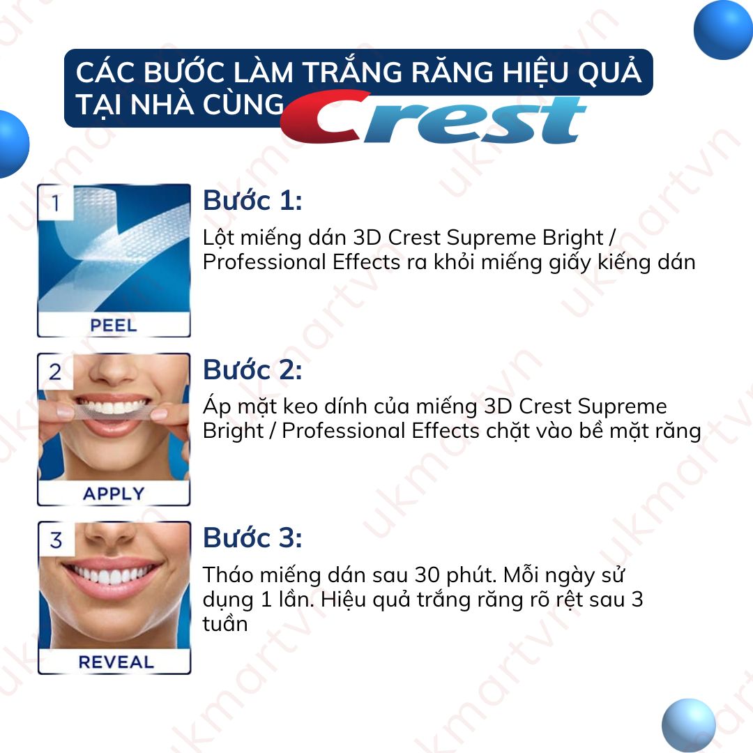 Miếng Dán Trắng Răng Crest Whitestrips Supreme Professional - White Effects