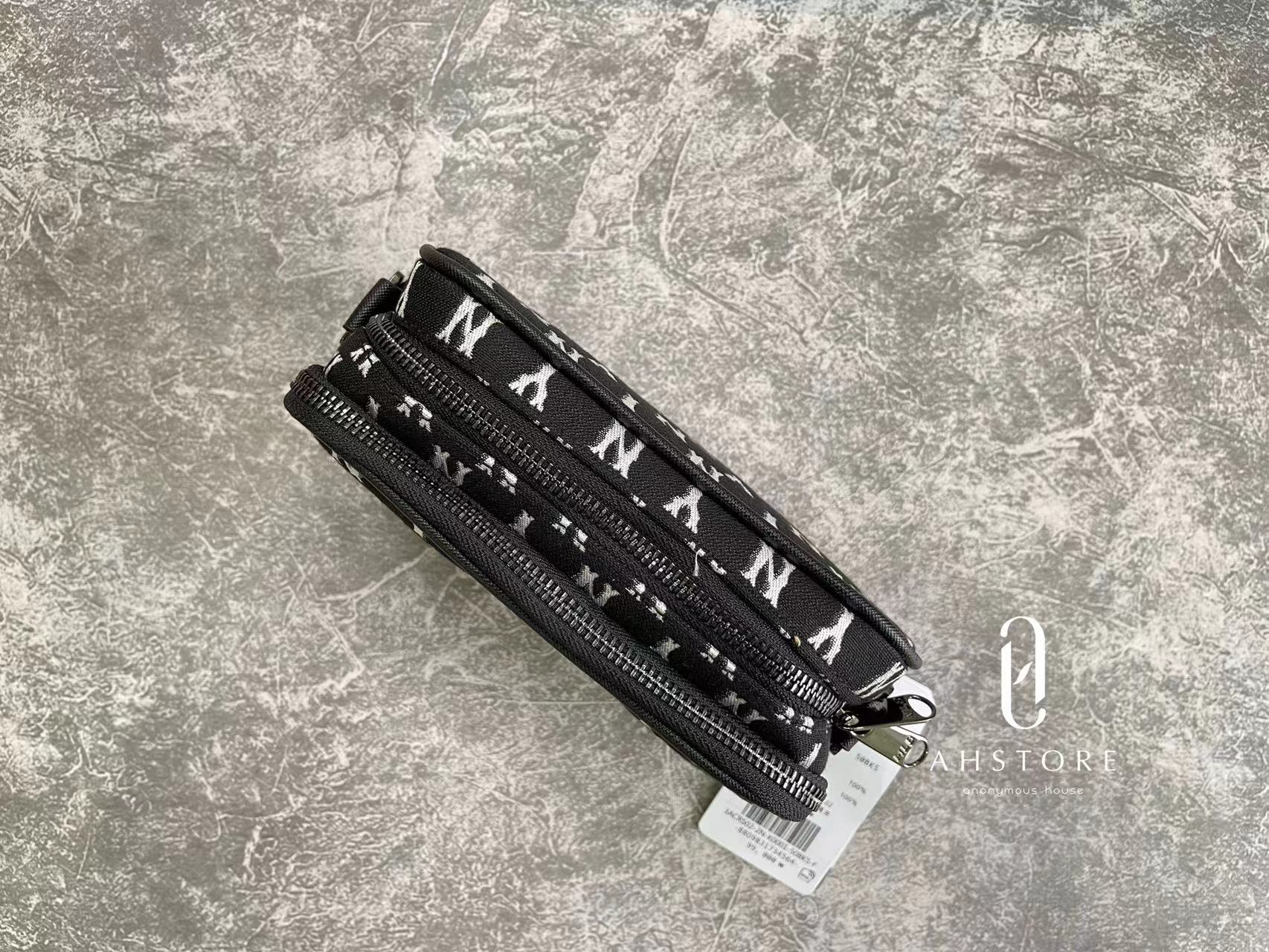 [Có sẵn] [Giá hủy diệt] [Ảnh thật] [MLB] Túi đeo chéo phom chữ nhật Monogram NEW - ĐEN