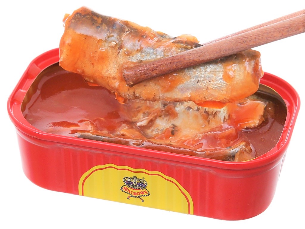 SEA CROWN (hộp DẸT ĐỎ 125g) CÁ TRÍCH SỐT CÀ Sardines in tomato sauce (HALAL)