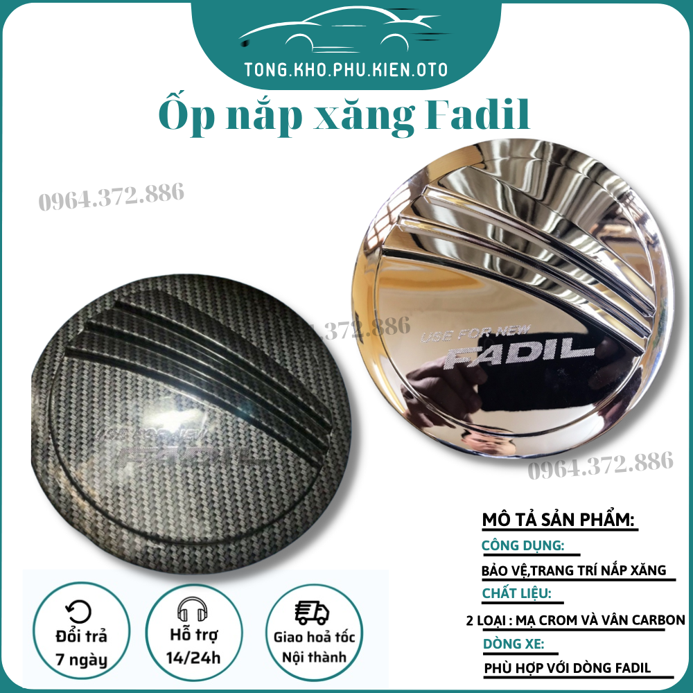Ốp nắp bình xăng cacbon xe Vinfast Fadil 2019- 2023 vân carbon cao cấp