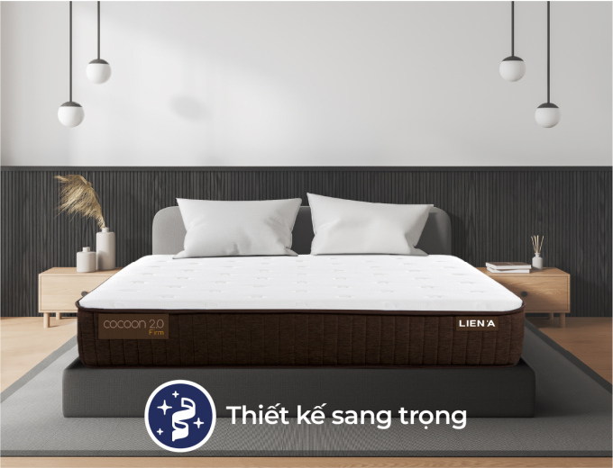 Nệm Lò Xo Liên Á COCOON 2.0 FIRM, tối ưu với tư thế nằm thẳng lưng- Độ cao 25cm-Bảo hành 10 năm.