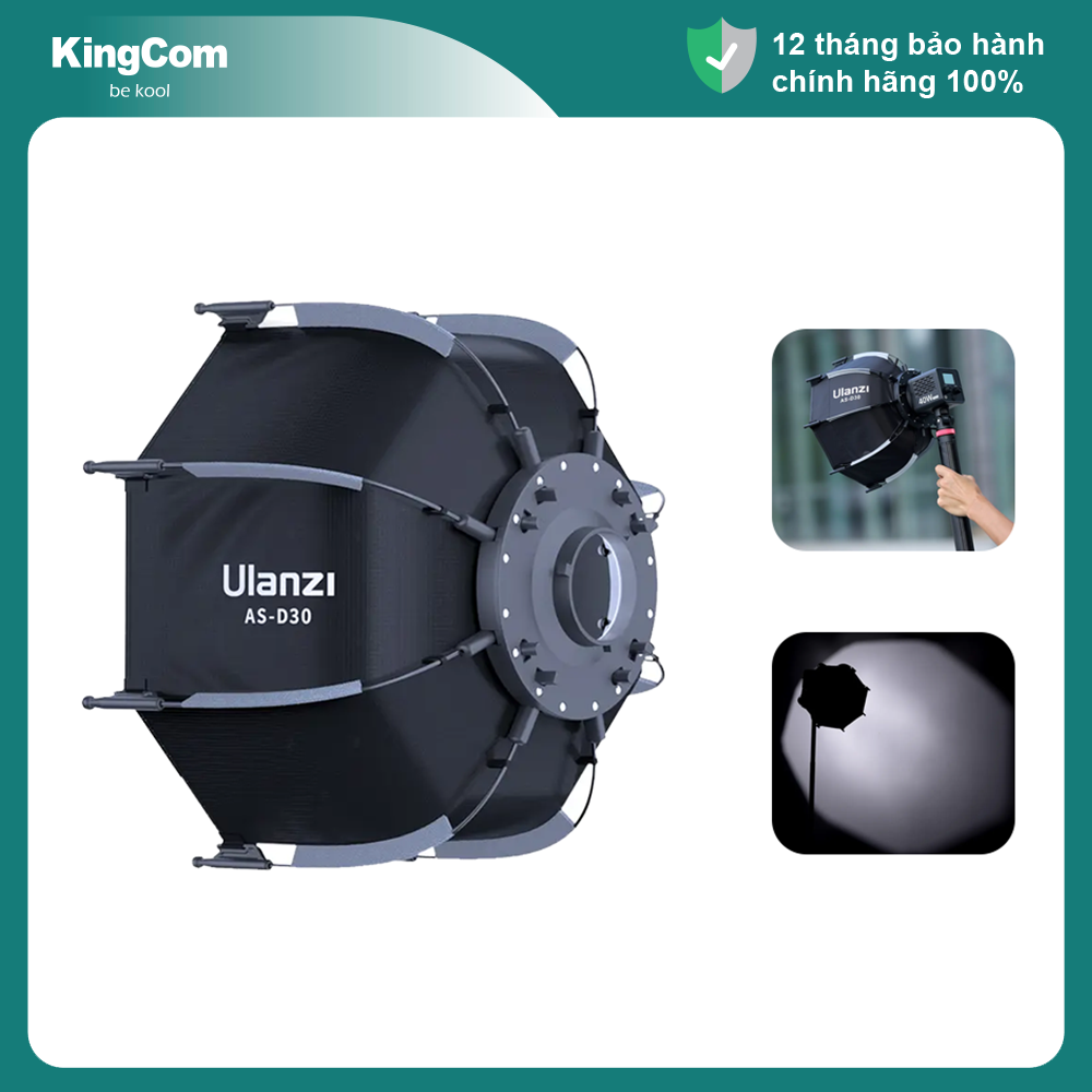 Ulanzi as-d30 l083gbb1 - softbox tổ ong mini 30cm tích hợp ngàm mini bowen | hàng chính hãng