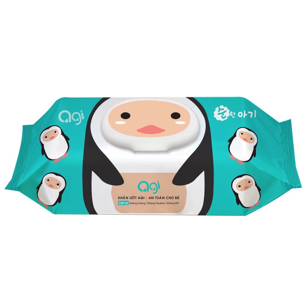 Combo 5 Gói Khăn Ướt Agi Không Mùi 100 Tờ (khăn ướt cho bé không mùi khăn ướt Hàn Quốc) mẫu mới 2025