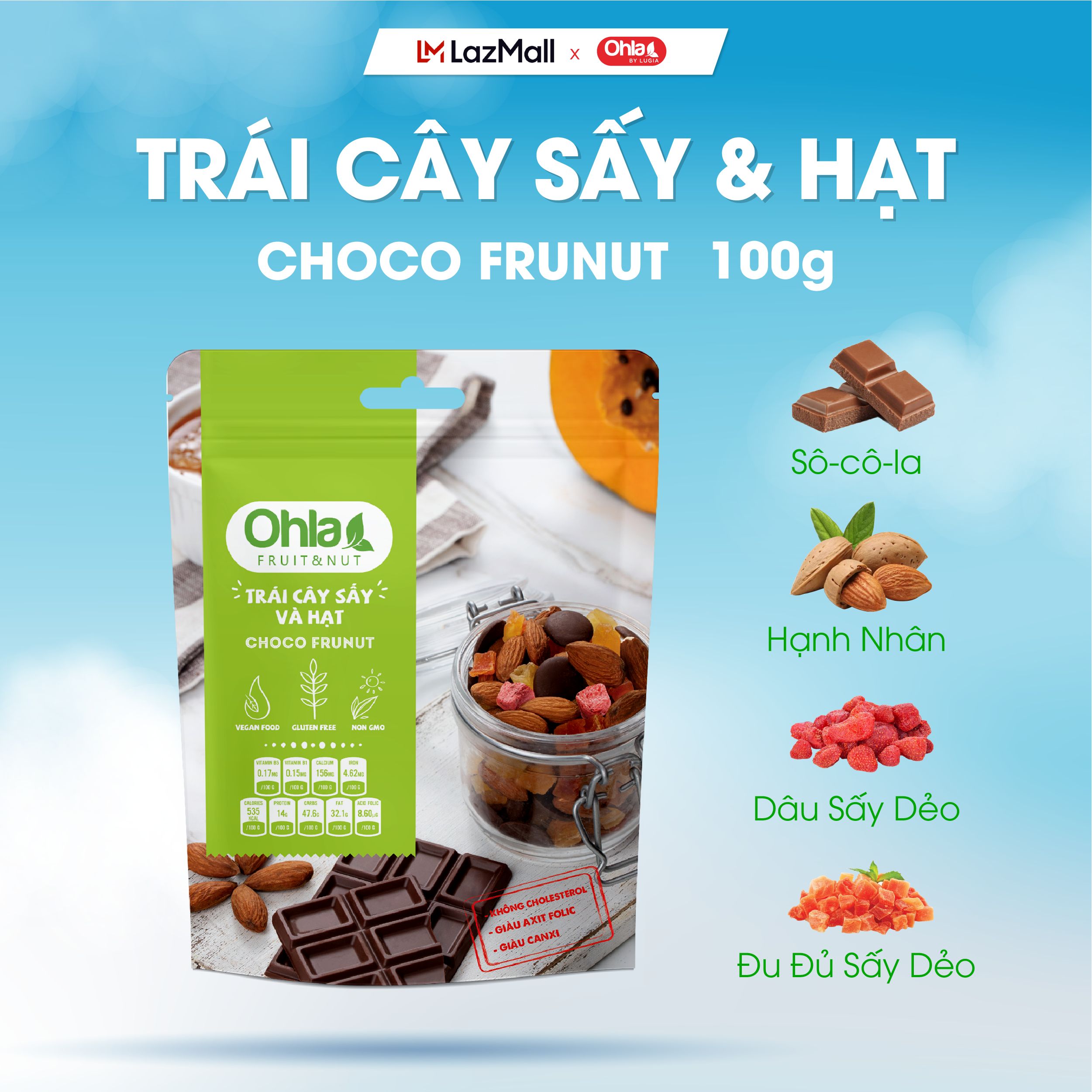 Trái Cây sấy & Hạt Choco Frunut - 100g