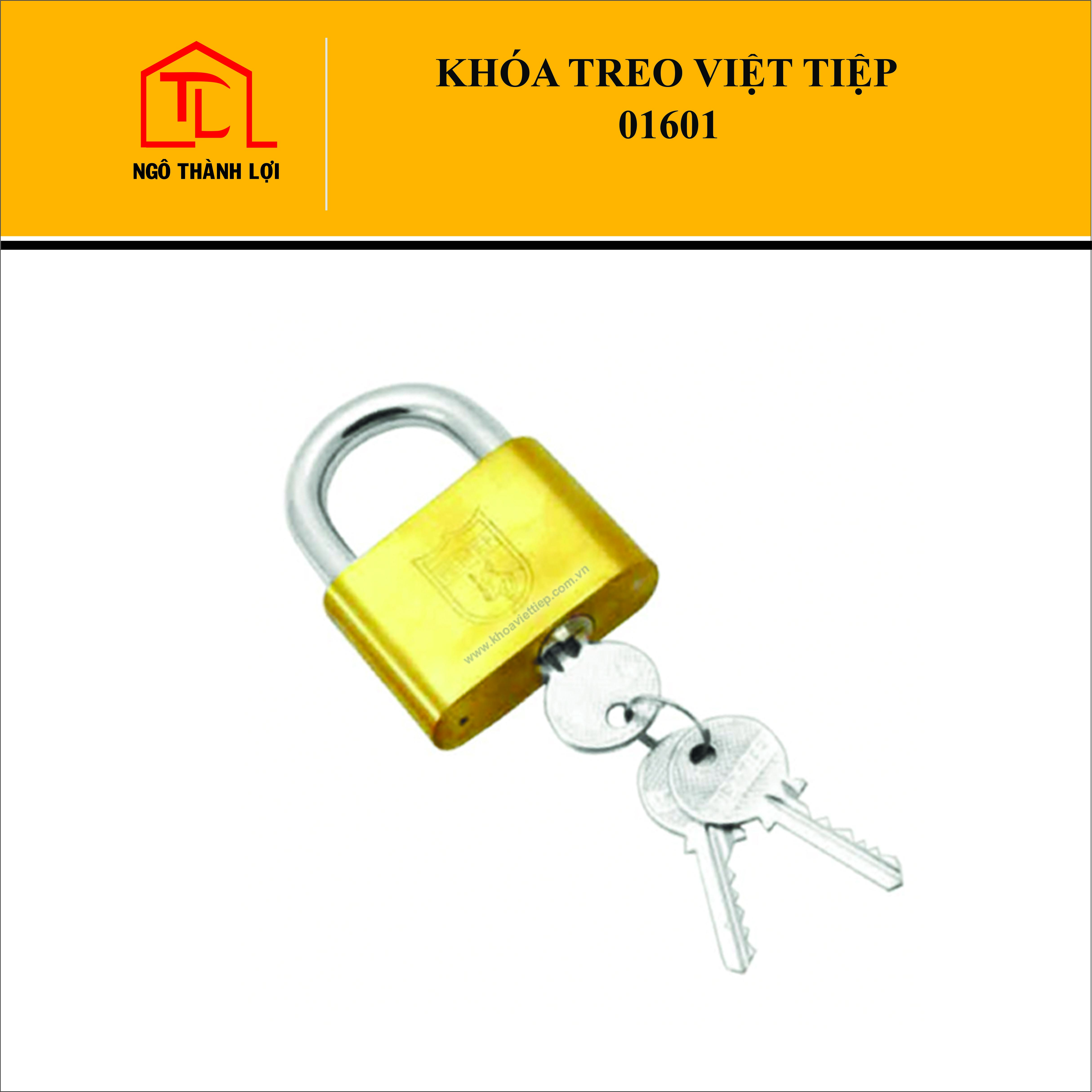 Ổ khóa cửa treo đồng bấm Việt Tiệp 01601 màu vàng đồng