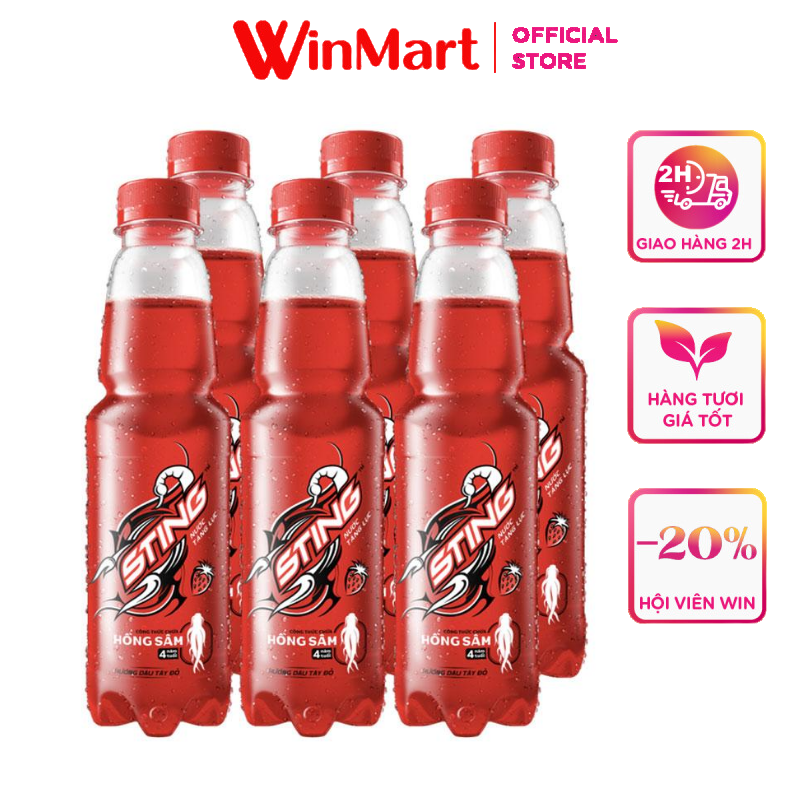 [Siêu thị WinMart] - Lốc 6 Nước tăng lực Sting hương dâu tây đỏ chai 330ml