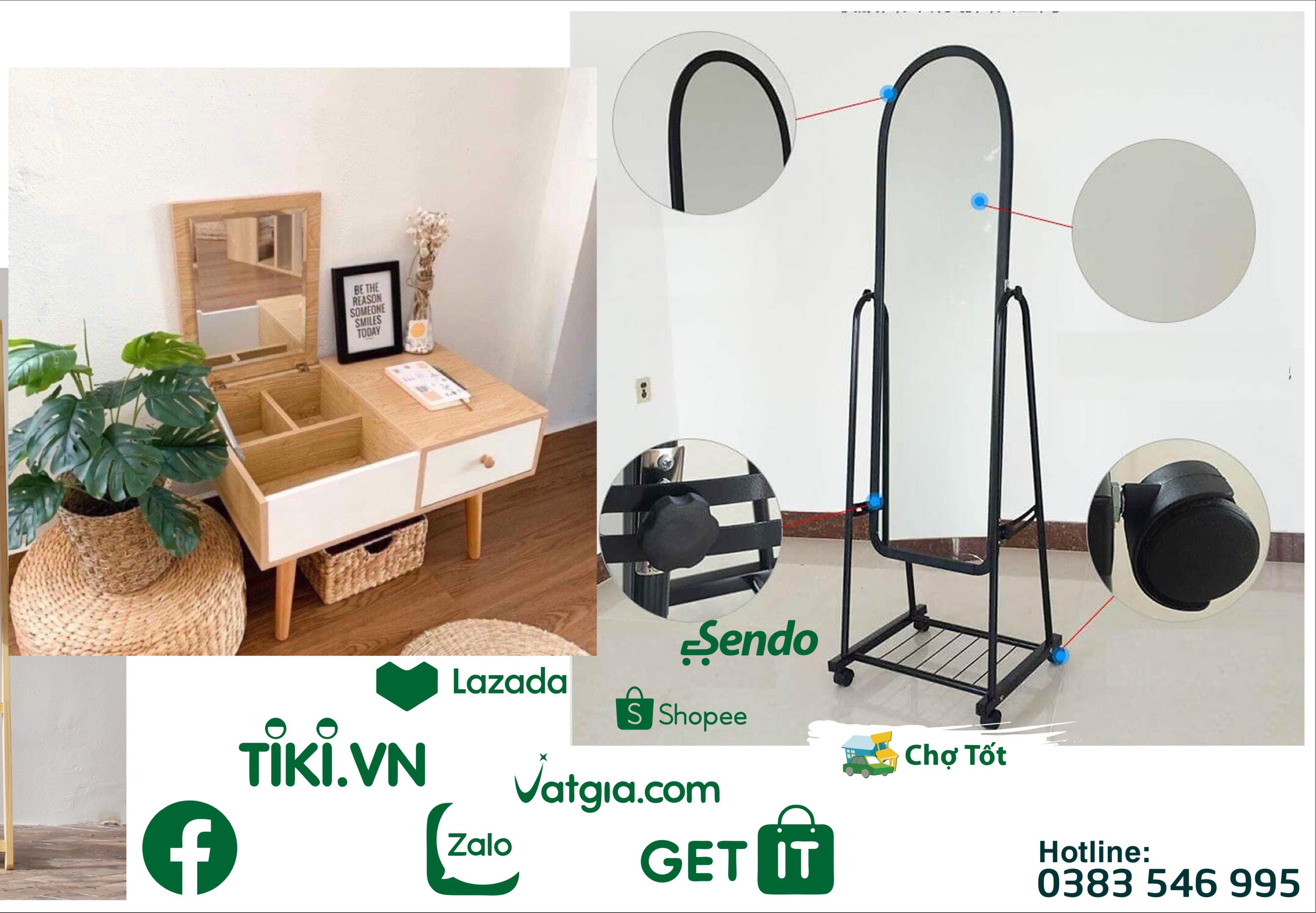 Gương soi toàn thân di động [Freeship Biên Hòa]