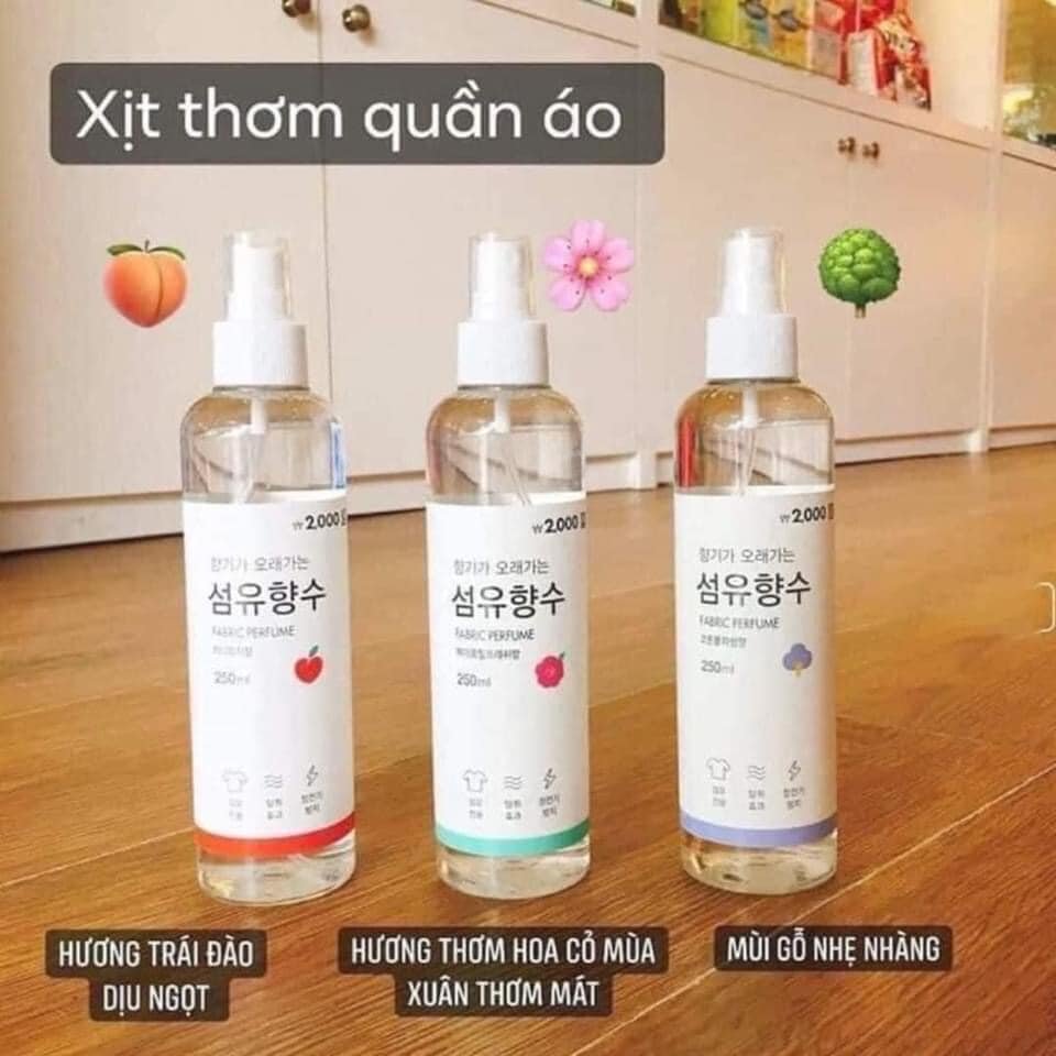 Xịt thơm quần áo Fabric perfume Hàn Quốc chuẩn nội địa siêu thơm chai 250gr