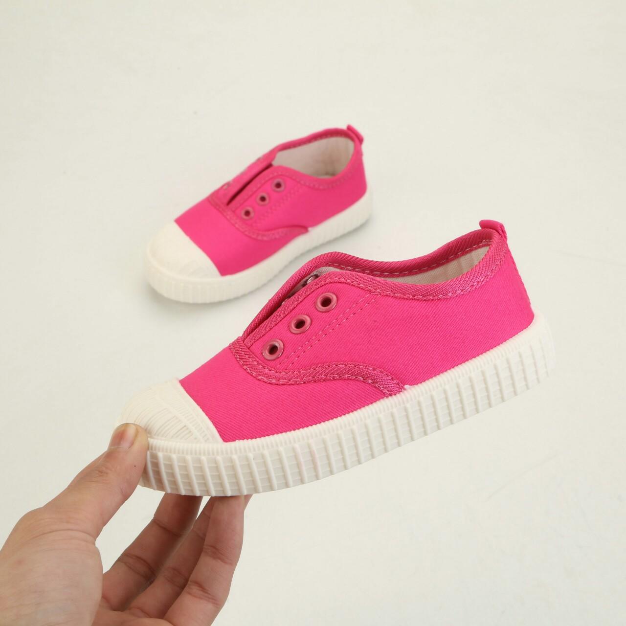 Giầy Slip on vải đế dẻo cho bé - Màu Hồng