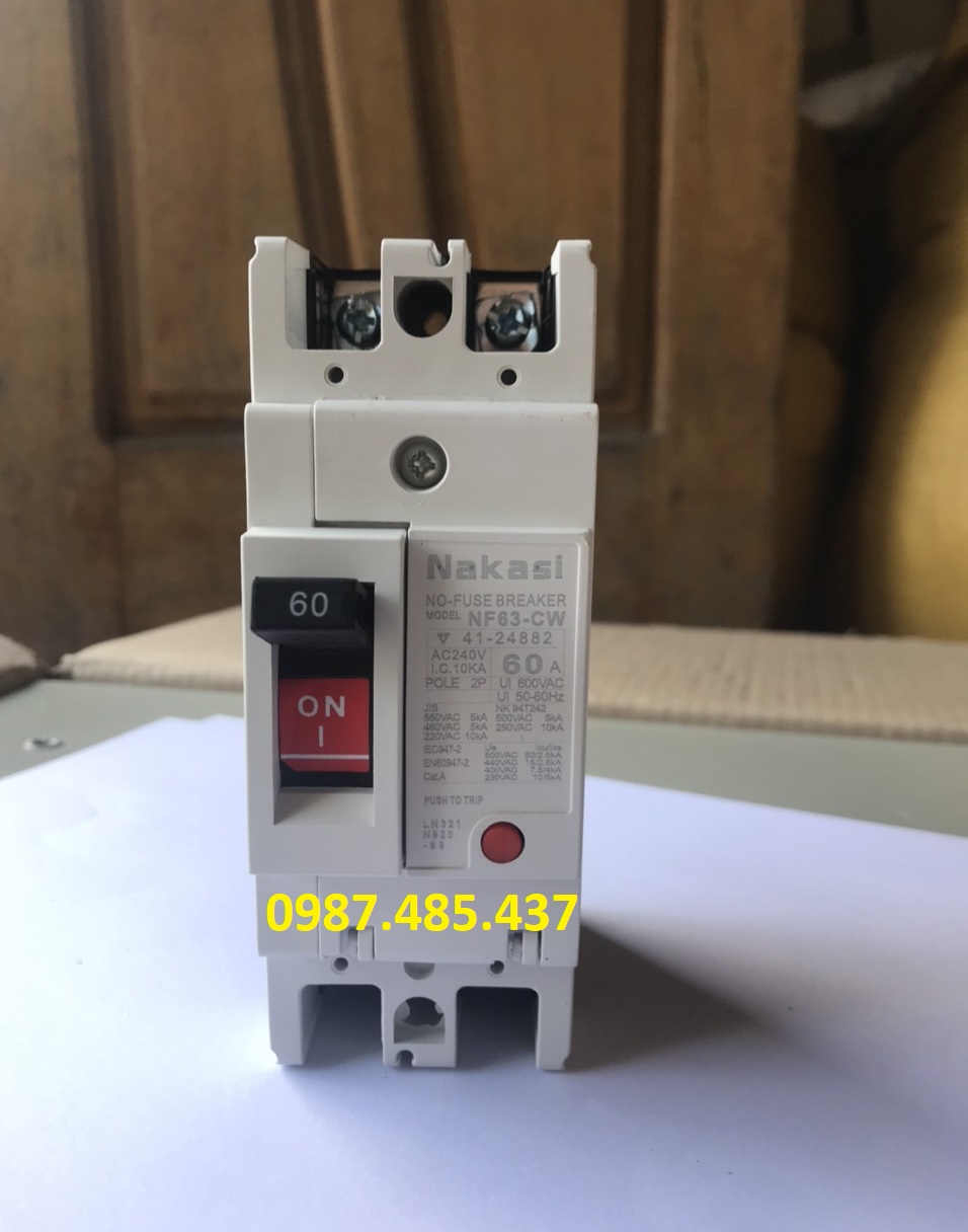 Aptomat khối 1 pha MCCB 2P 100A, 60A NAKASI