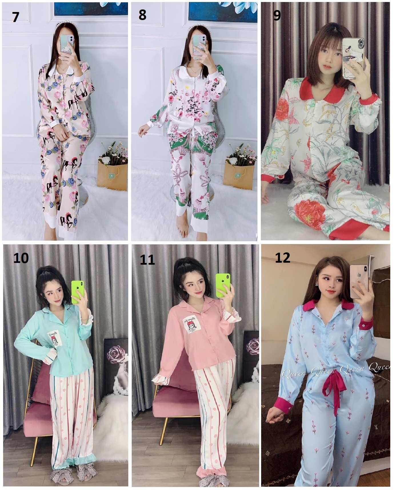 Đồ Bộ Lụa Satin Phong cách Tiểu Thư