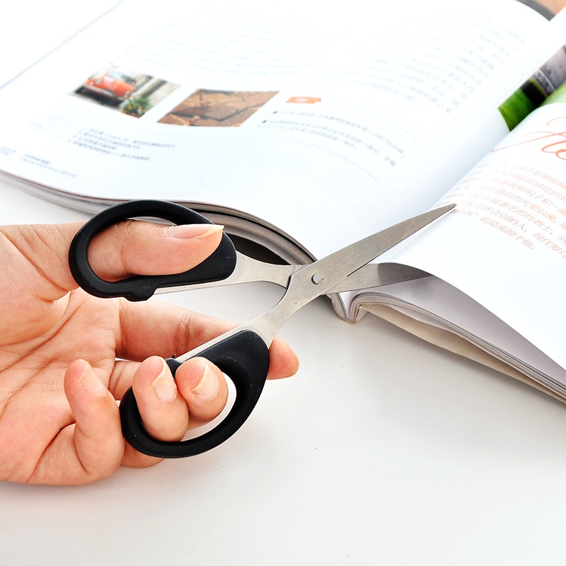 Kéo cắt giấy thủ công học sinh văn phòng cán đen 16cm