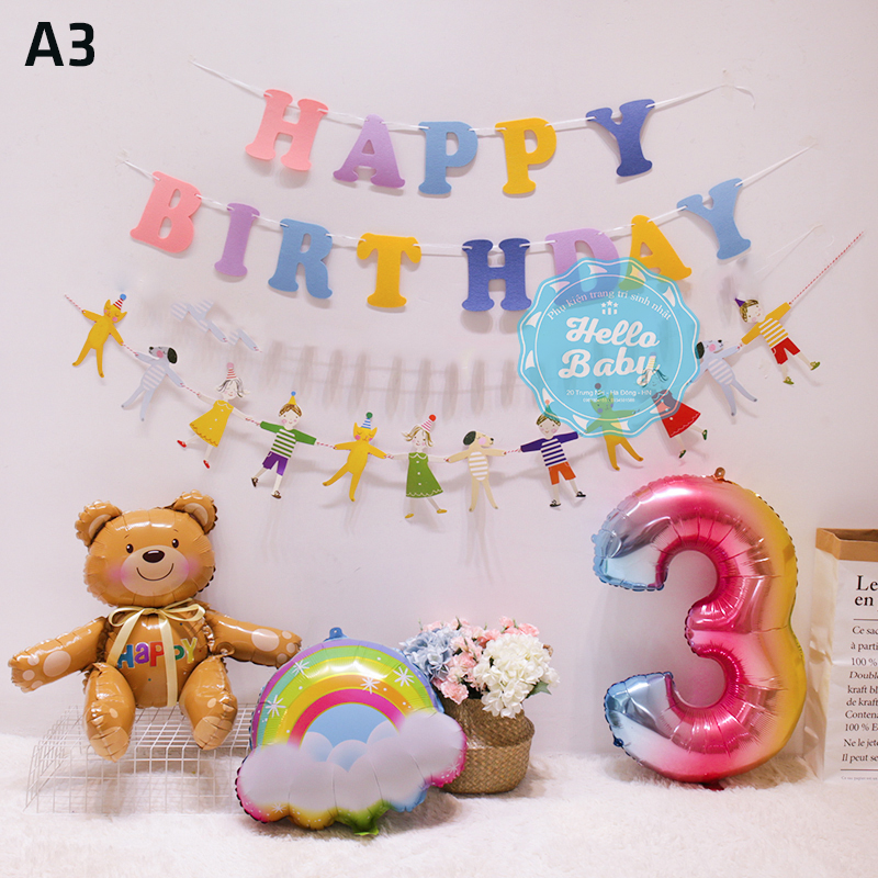 Set bóng sinh nhật dây chữ dạ phong cách Hàn Quốc - HelloBaby
