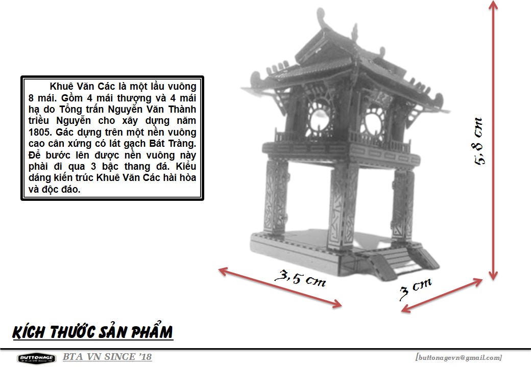 Mô Hình Khuê Văn Các (Kim loại lắp ghép 3D)