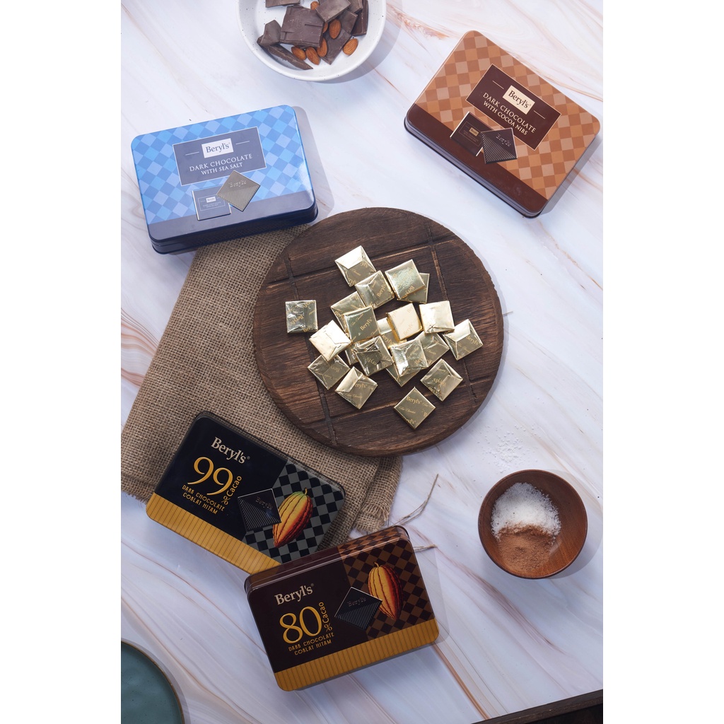 Socola - Dark Chocolate BERYLS 80% và 99% hộp thiếc 108g