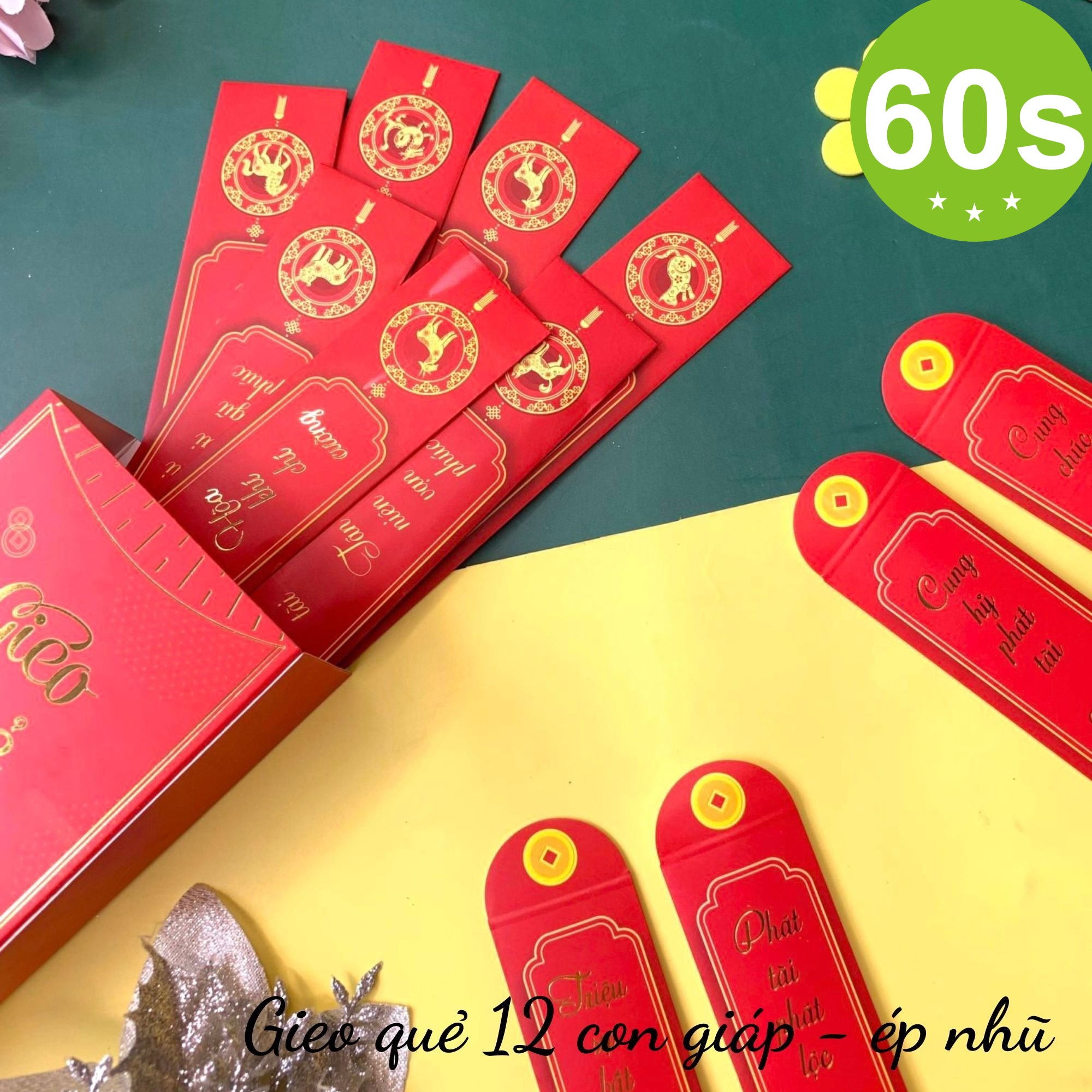 Bao lì xì Gieo quẻ 12 con giáp (xấp 12)