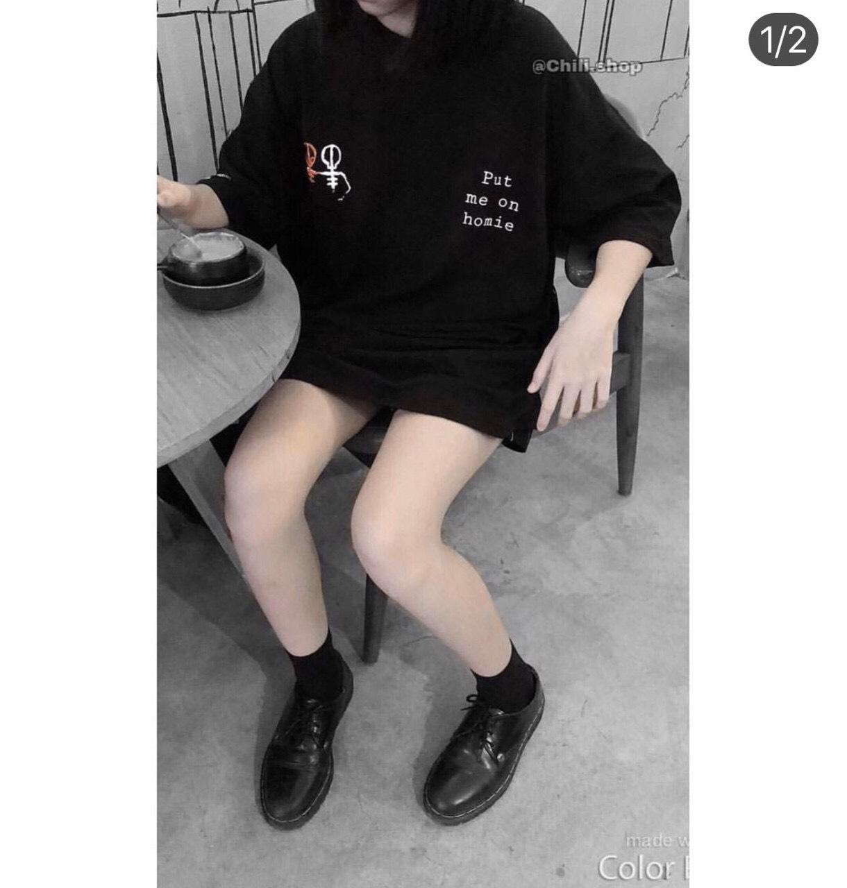 Áo Thun Form Rộng In Chữ PUT ME ON HOMIE Kèm Hình In Sau Lưng Cool Ngầu TTSL0295