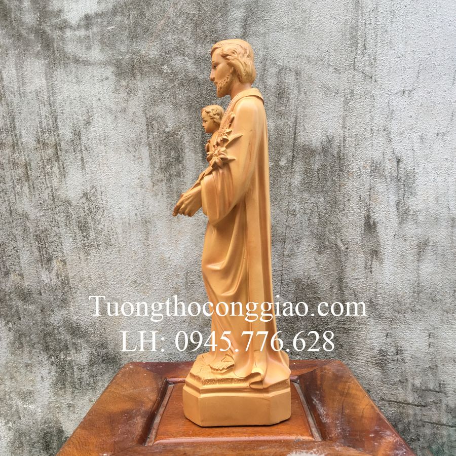 Tượng Thánh Giuse bế Chúa 40cm sơn giả gỗ