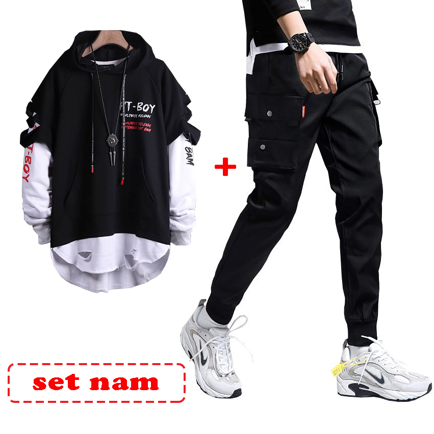 Combo Bộ Đồ Nam Quần Jogger Túi Hộp Kết Hợp Áo Hoodies Cá Tính Thời Trang 4MEN AO TOP NAM 126 + JOGGER NAM