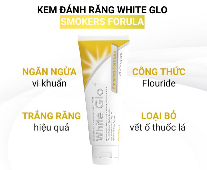 Kem Đánh Răng Dành Cho Người Hút Thuốc white glo 150g