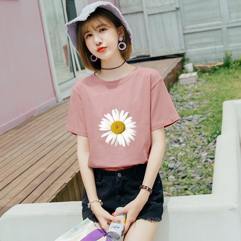[HCM]Áo Thun Nữ In Hình Bông Hoa Thời Trang Hàn Quốc