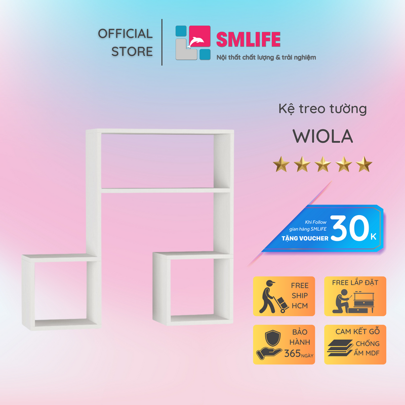 Kệ gỗ trưng bày kiểu dáng nhỏ gọn SMLIFE Wiola