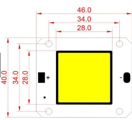 CHÍP LED COB EPISTAR 50w , kèm holder chụp chíp