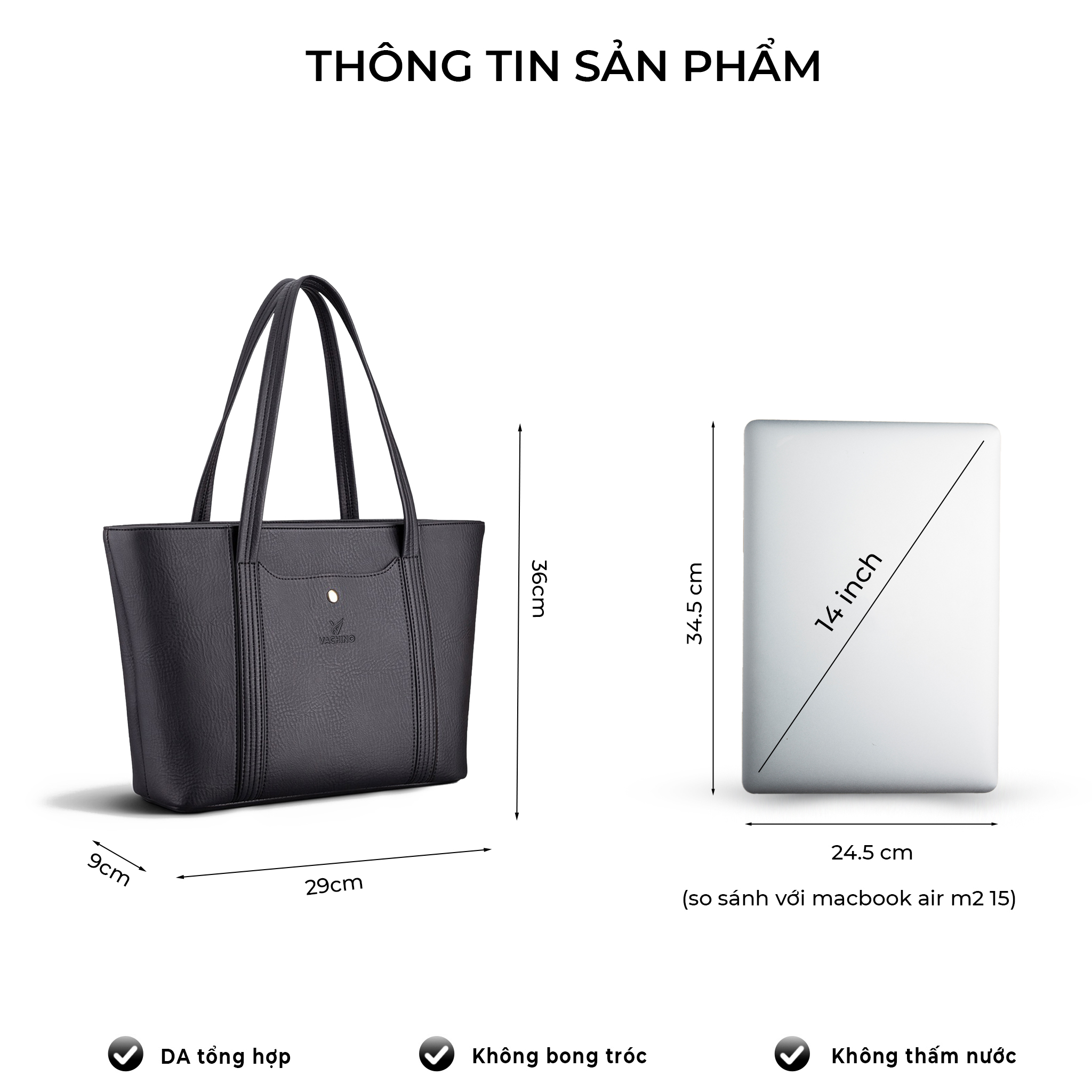 Túi xách da thời trang công sở cao cấp VACHINO - TX008